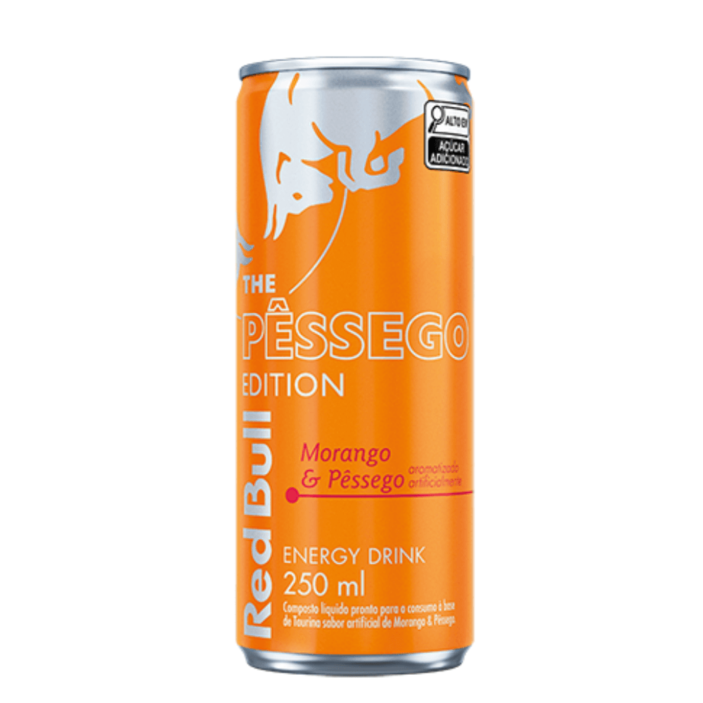 Energético Morango E Pêssego Red Bull, 250ml